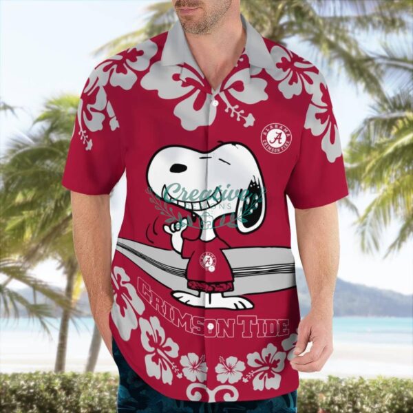 Alabama Crimson Tide Flower Cute Snoopy Smile Hawaiian Shirt Summer Gift Product Photo 2