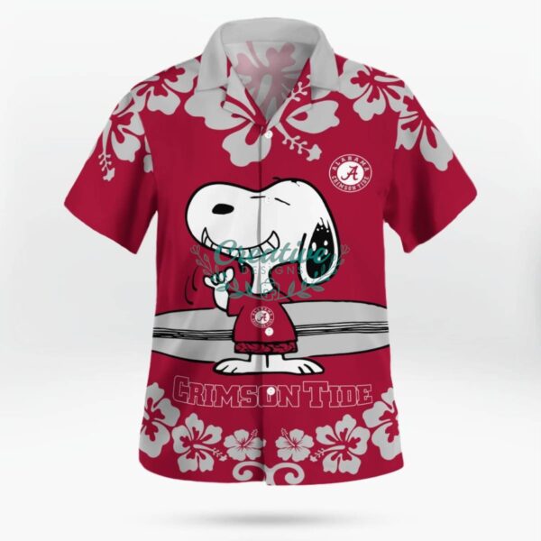 Alabama Crimson Tide Flower Cute Snoopy Smile Hawaiian Shirt Summer Gift Product Photo 3