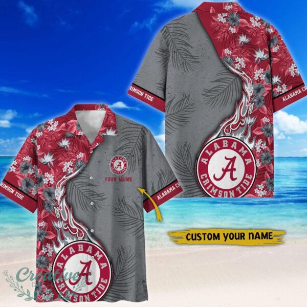 Alabama Crimson Tide Tropical Style Fireball Custom Name Hawaiian Shirt Product Photo 1