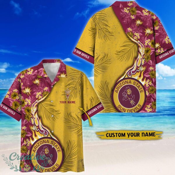 Arizona State Sun Devils Tropical Style Fireball Custom Name Hawaiian Shirt Product Photo 1