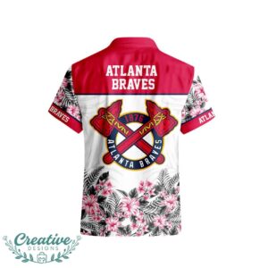 Atlanta Braves Hibiscus Plumeria Flower 3D Printed Hawaiian Shirt - White Product Photo 3