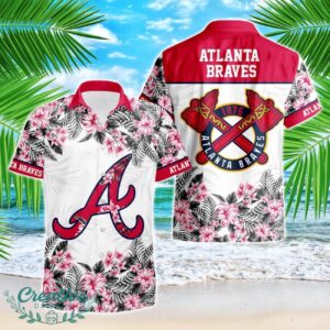 Atlanta Braves Hibiscus Plumeria Flower 3D Printed Hawaiian Shirt - White Product Photo 1