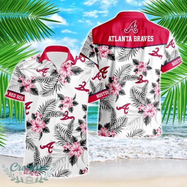 Atlanta Braves Tropical Floral Logo Hawaiian Shirt Product Photo 1