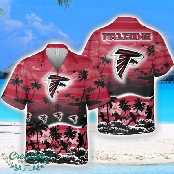 Atlanta Falcons Big Logo Waves Pattern Tropical Hawaiian Shirt Product Photo 1