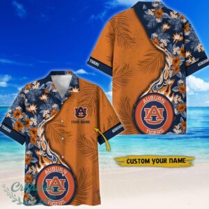 Auburn Tigers Tropical Style Fireball Custom Name Hawaiian Shirt Product Photo 1