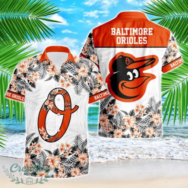 Baltimore Orioles Hibiscus Plumeria Flower 3D Printed Hawaiian Shirt Product Photo 1