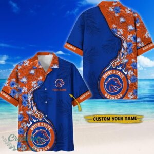 Boise State Broncos Tropical Style Fireball Custom Name Hawaiian Shirt Product Photo 1