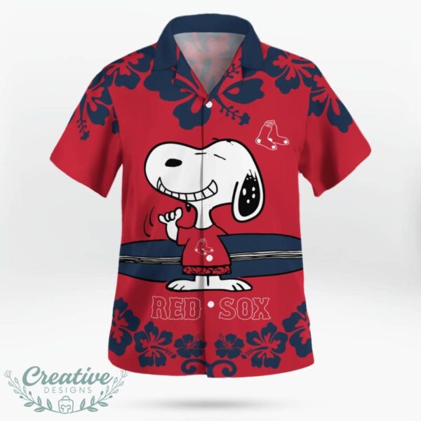 Boston Red Sox Flower Cute Snoopy Smile Hawaiian Shirt Summer Gift Product Photo 2