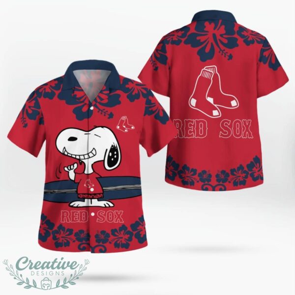 Boston Red Sox Flower Cute Snoopy Smile Hawaiian Shirt Summer Gift Product Photo 4