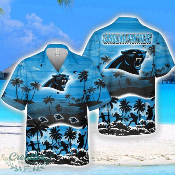 Carolina Panthers Big Logo Waves Pattern Tropical Hawaiian Shirt Product Photo 1