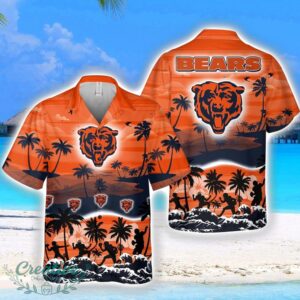 Chicago Bears Big Logo Waves Pattern Tropical Hawaiian Shirt Product Photo 1