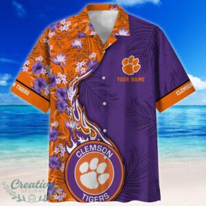 Clemson Tigers Tropical Style Fireball Custom Name Hawaiian Shirt Product Photo 2