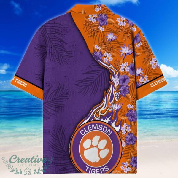 Clemson Tigers Tropical Style Fireball Custom Name Hawaiian Shirt Product Photo 3