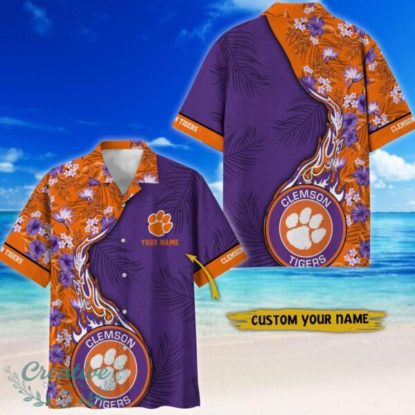 Clemson Tigers Tropical Style Fireball Custom Name Hawaiian Shirt Product Photo 1