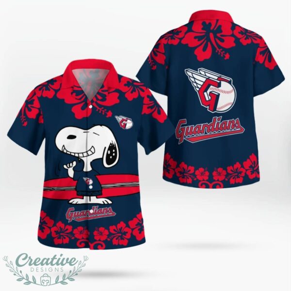 Cleveland Guardians Flower Cute Snoopy Smile Hawaiian Shirt Summer Gift Product Photo 1