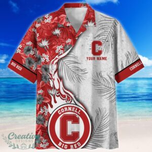 Cornell Big Red Tropical Style Fireball Custom Name Hawaiian Shirt Product Photo 2