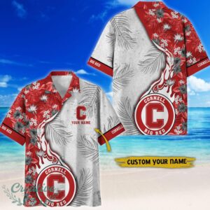 Cornell Big Red Tropical Style Fireball Custom Name Hawaiian Shirt Product Photo 1