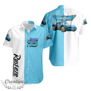 Custom Name And Number Lightning Mcqueen Racing Champion Speed White Blue 3D Hawaiian Shirt Product Photo 1