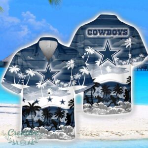 Dallas Cowboys Big Logo Waves Pattern Tropical Hawaiian Shirt Product Photo 1