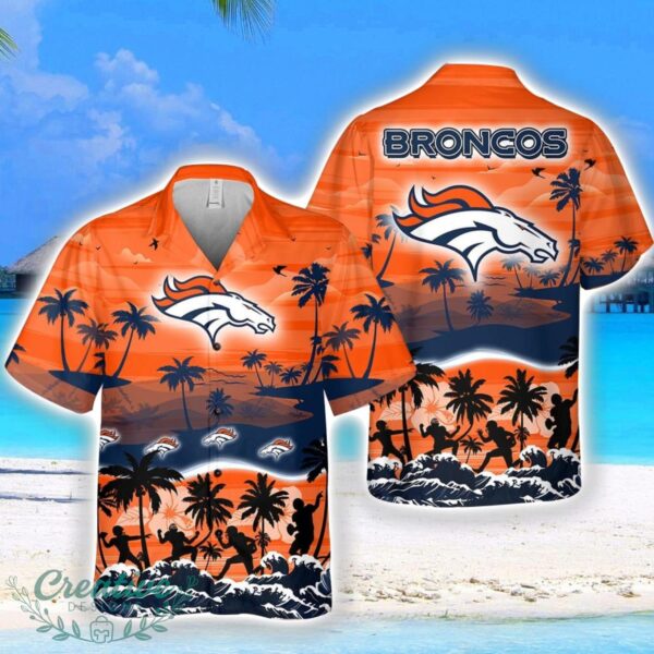 Denver Broncos Big Logo Waves Pattern Tropical Hawaiian Shirt Product Photo 1