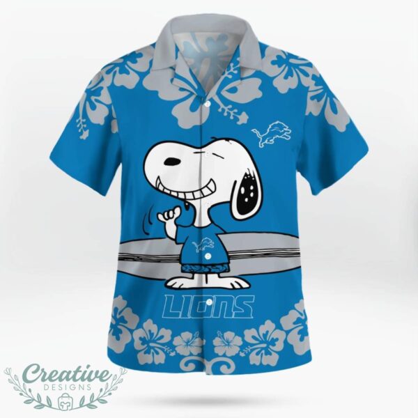 Detroit Lions Flower Cute Snoopy Smile Hawaiian Shirt Summer Gift Product Photo 3