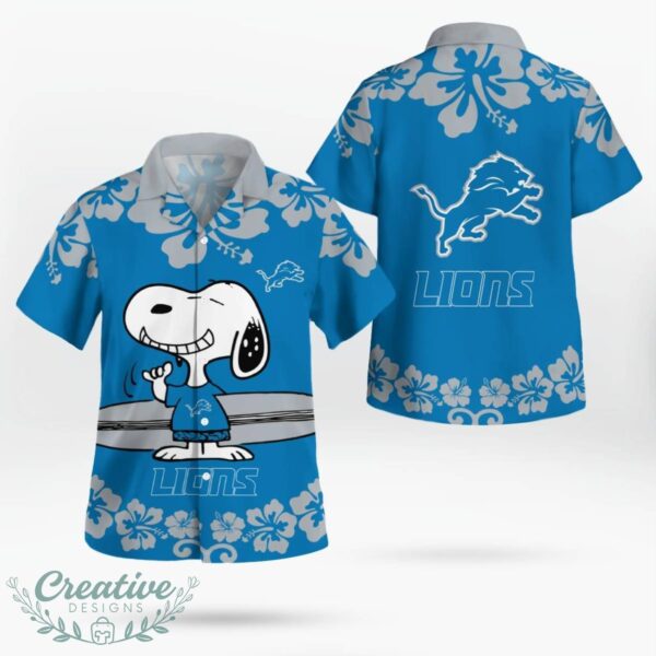 Detroit Lions Flower Cute Snoopy Smile Hawaiian Shirt Summer Gift Product Photo 1