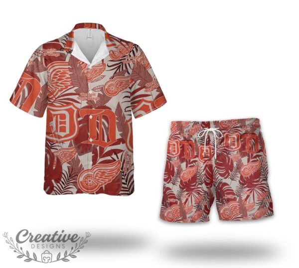 Detroit Red Wings NHL Hawaiian Shirt And Shorts Product Photo 2