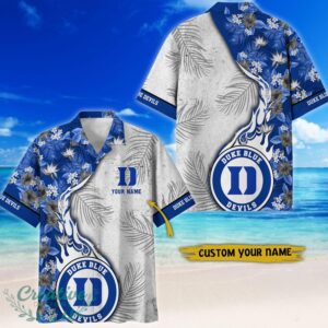 Duke Blue Devils Tropical Style Fireball Custom Name Hawaiian Shirt Product Photo 1