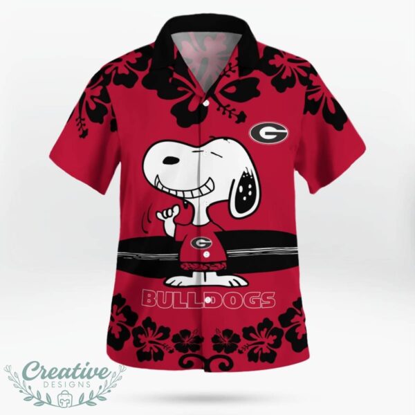 Georgia Bulldogs Flower Cute Snoopy Smile Hawaiian Shirt Summer Gift Product Photo 3