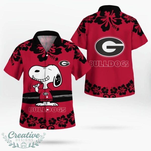 Georgia Bulldogs Flower Cute Snoopy Smile Hawaiian Shirt Summer Gift Product Photo 1