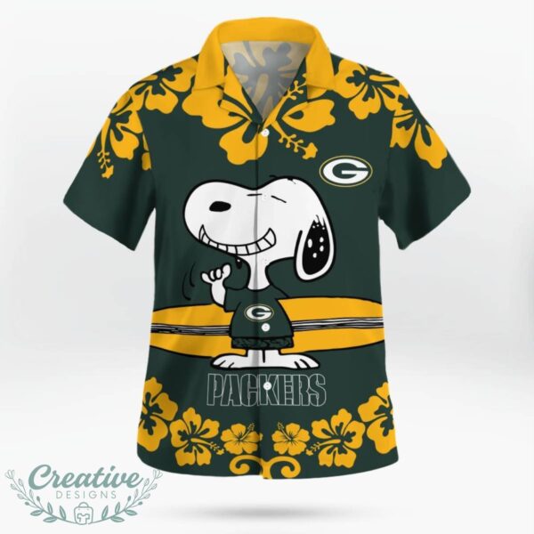 Green Bay Packers Flower Cute Snoopy Smile Hawaiian Shirt Summer Gift Product Photo 3