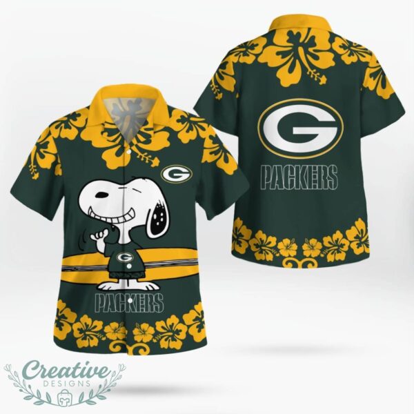 Green Bay Packers Flower Cute Snoopy Smile Hawaiian Shirt Summer Gift Product Photo 1