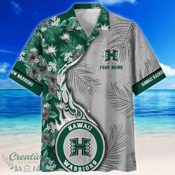 Hawaii Rainbow Warriors Tropical Style Fireball Custom Name Hawaiian Shirt Product Photo 2