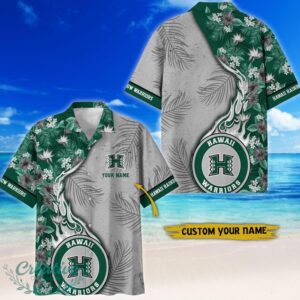 Hawaii Rainbow Warriors Tropical Style Fireball Custom Name Hawaiian Shirt Product Photo 1