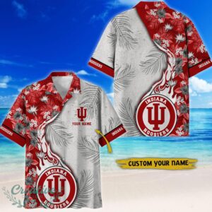 Indiana Hoosiers Tropical Style Fireball Custom Name Hawaiian Shirt Product Photo 1