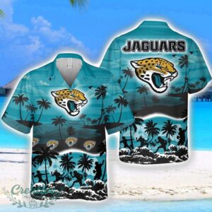 Jacksonville Jaguars Big Logo Waves Pattern Tropical Hawaiian Shirt Product Photo 1