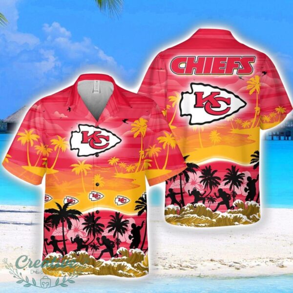 Kansas City Chiefs Big Logo Waves Pattern Tropical Hawaiian Shirt Product Photo 1