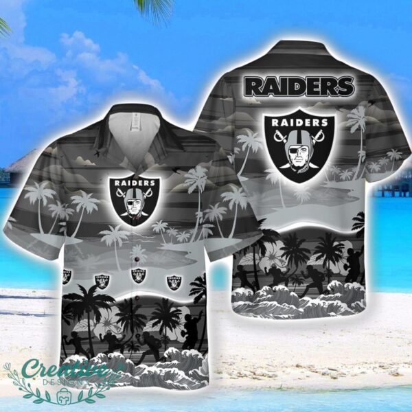 Las Vegas Raiders Big Logo Waves Pattern Tropical Hawaiian Shirt Product Photo 1