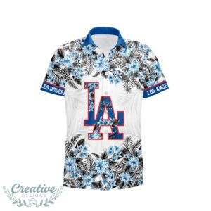 Los Angeles Dodgers Hibiscus Plumeria Flower 3D Printed Hawaiian Shirt Product Photo 2