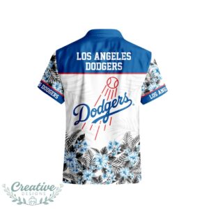 Los Angeles Dodgers Hibiscus Plumeria Flower 3D Printed Hawaiian Shirt Product Photo 3