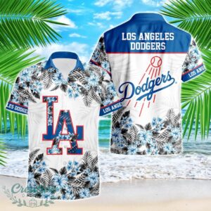 Los Angeles Dodgers Hibiscus Plumeria Flower 3D Printed Hawaiian Shirt Product Photo 1