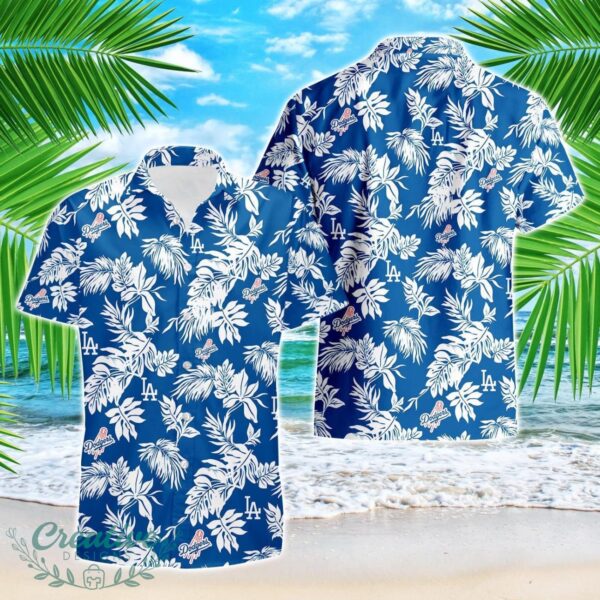 Los Angeles Dodgers Tropical Leaf 3D Printed Hawaiian Shirt Beach Team Gift Product Photo 1