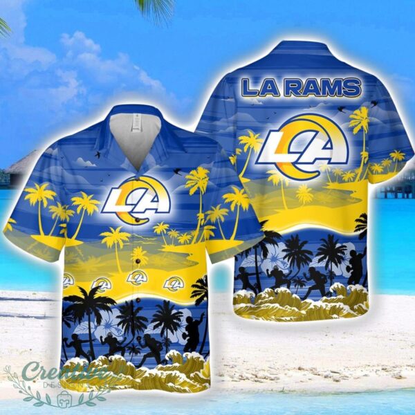 Los Angeles Rams Big Logo Waves Pattern Tropical Hawaiian Shirt Product Photo 1