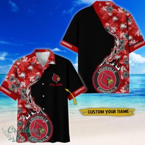 Louisville Cardinals Tropical Style Fireball Custom Name Hawaiian Shirt Product Photo 1