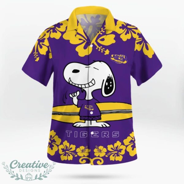 Lsu Tigers Flower Cute Snoopy Smile Hawaiian Shirt Summer Gift Product Photo 3