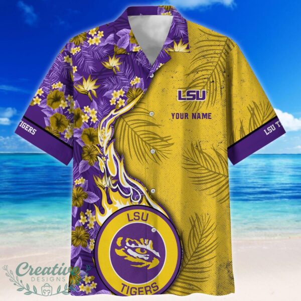 LSU TIGERS Tropical Style Fireball Custom Name Hawaiian Shirt Product Photo 2