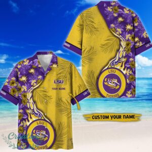 LSU TIGERS Tropical Style Fireball Custom Name Hawaiian Shirt Product Photo 1