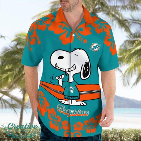 Miami Dolphins Flower Cute Snoopy Smile Hawaiian Shirt Summer Gift Product Photo 2