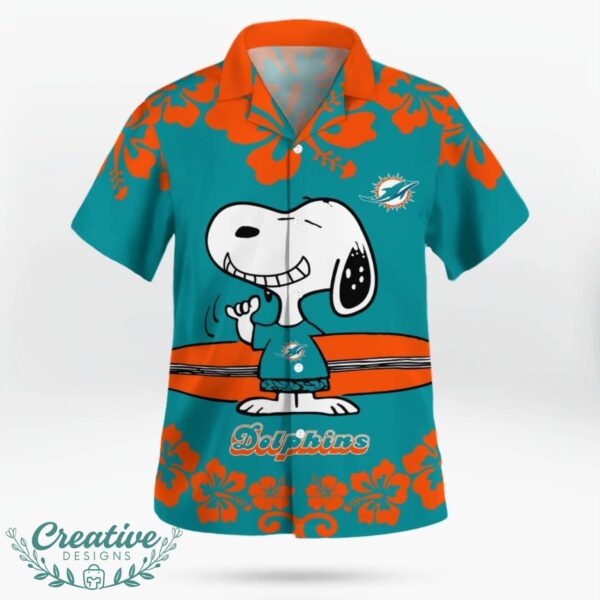 Miami Dolphins Flower Cute Snoopy Smile Hawaiian Shirt Summer Gift Product Photo 3