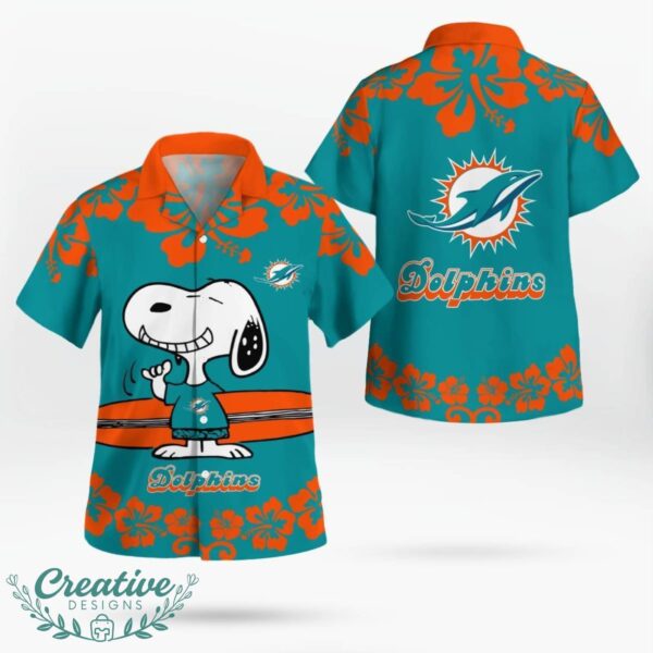 Miami Dolphins Flower Cute Snoopy Smile Hawaiian Shirt Summer Gift Product Photo 1